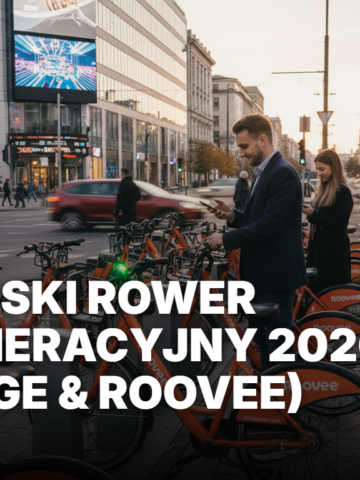 Pomarańczowe rowery Roovee - Bydgoski Rower Aglomeracyjny 2026 w Bydgoszczy. Ludzie odblokowują rowery miejskie aplikacją przy ruchliwym skrzyżowaniu.