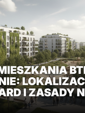 Wizualizacja nowoczesnych bloków BTBS w Bydgoszczy, dzielnica Fordon. Nowe mieszkania z jasną elewacją i zieloną infrastrukturą osiedlową.