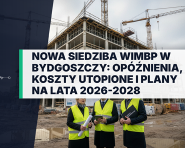 Wizualizacja nowej siedziby biblioteki WiMBP w Bydgoszczy. Nowoczesny budynek, inwestycja miejska i plany budowy obiektu kultury na lata 2026-2028.